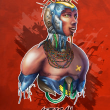 Mi Proyecto del curso: Del dibujo a lápiz a la ilustración digital - African Cyborg. Un proyecto de Ilustración tradicional, Concept Art y Dibujo artístico de Marta Gómez Zárate - 08.05.2020