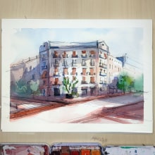 Proyecto: Arquitectura en acuarela de @alexhillkurtzart. Watercolor Painting project by Ale Casanova - 05.09.2020