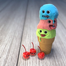 Ice Cream. 3D, 3D Modeling, and 3D Character Design project by Rafael Rojo - 05.09.2020