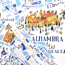 Mapa de Granada.. Un proyecto de Ilustración tradicional e Ilustración digital de Ángela Alcalá Alcalde - 11.03.2019
