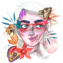 La chica Bióloga . Un proyecto de Ilustración tradicional, Pintura a la acuarela e Ilustración de retrato de Nayari Briceño Perez - 11.05.2020