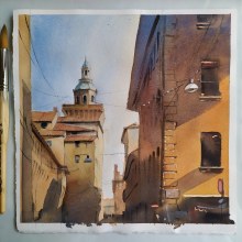 Bologna, watercolor. Un proyecto de Pintura, Dibujo e Ilustración arquitectónica de Ekaterina Chistiakova - 12.05.2020