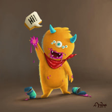 Little Foodie Monster. Ilustração tradicional, Ilustração digital e Ilustração infantil projeto de Anvay Chavan - 13.05.2020