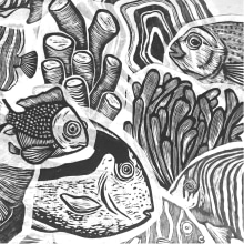 EL OCEANO: Collage de pasteups xilográficos. Artes plásticas, e Arte urbana projeto de Jacqueline Schneider - 15.05.2020