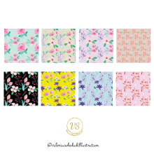 Pattern Floral. Ilustração tradicional, Design gráfico, Design de moda, e Estampagem projeto de Valeria Soledad - 15.05.2020