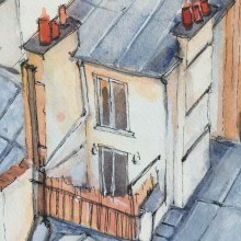 Project II - Paris Roofscape. Ilustração tradicional, Arquitetura, e Pintura em aquarela projeto de Tess - 17.05.2020