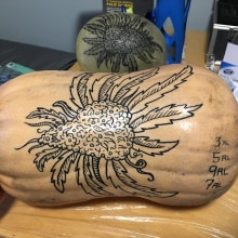 Cannabis Flower on Melon and Squash. Desenho de tatuagens projeto de nataliedoud - 19.05.2020