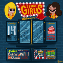 2 BROKE GIRLS. Traditional illustration, Graphic Design, Lettering, Digital Illustration, Digital Design, and Digital Drawing project by Eddo - 05.24.2020