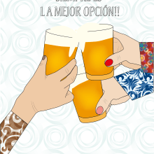 Cartel concurso "Un dedo de espuma dos dedos de frente". Vector Illustration, and Poster Design project by Ani González Moreno - 09.25.2019