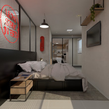 Loft: Quarto + Home office. Un proyecto de Arquitectura interior de Richele Mendes - 31.05.2020