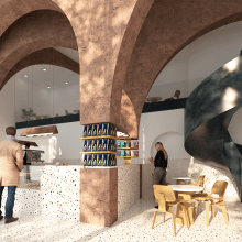 Coffee Place in Ankara. Un proyecto de 3D, Arquitectura, Arquitectura interior, Interiorismo e Ilustración arquitectónica de Cosmorama Visuals - 04.06.2020