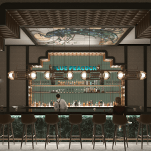 Cocktail Bar in Stockholm. Un progetto di 3D, Architettura, Architettura d'interni, Modellazione 3D, Progettazione 3D, Interior Design e Illustrazione architettonica di Cosmorama Visuals - 04.06.2020