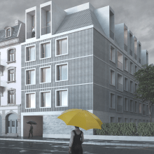 Apartment building in Lausanne. Un progetto di 3D, Architettura, Architettura d'interni, Interior Design e Illustrazione architettonica di Cosmorama Visuals - 04.06.2020