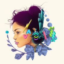 Luna: Retrato creativo ilustrado con Procreate. Artes plásticas, Desenho, Ilustração digital e Ilustração de retrato projeto de Edgar Islas - 05.06.2020