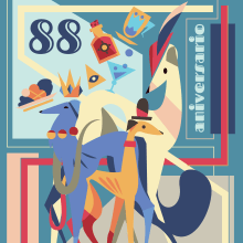 Los Galgos Bar poster. Traditional illustration, Vector Illustration, Poster Design, and Digital Illustration project by Patricio Oliver - 06.18.2020