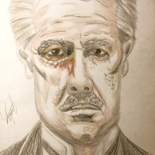 Desenho Godfather. Film, Pencil Drawing, Drawing, Portrait Drawing, Realistic Drawing, and Artistic Drawing project by Rafael Cohen - 06.22.2020