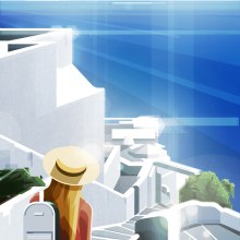 Santorini.. Ilustração tradicional projeto de Sergio Picazo Ferro - 28.06.2020