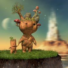 Tree character. Projekt z dziedziny 3D użytkownika Sara Repeto - 02.07.2020