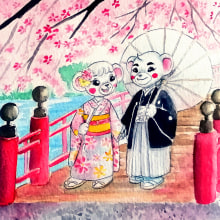 Mi Proyecto del curso: Ilustración en acuarela con influencia japonesa. Ilustração infantil projeto de Ingrid Castro - 05.07.2020