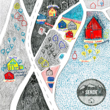 Mapa para el proyecto Sende (Senderiz, Ourense). Un proyecto de Ilustración tradicional, Dibujo e Ilustración digital de Alina Zarekaite - 07.02.2020