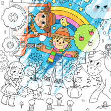 IMA Toys / Lonas Gigantes para Pintar. Design de personagens, Ilustração digital, Ilustração infantil, e Design digital projeto de Pamela Barbieri - 14.07.2020