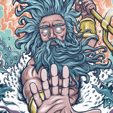 "Poseidon Rage" - Personal project.. Ilustração tradicional, Comic, Ilustração vetorial, Ilustração digital, Desenho artístico, Ilustração têxtil, Design digital, e Desenho digital projeto de Marco Boetti - 16.07.2020