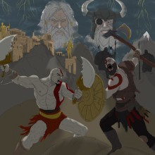 Kratos vs Kratos . Un proyecto de Ilustración tradicional e Ilustración digital de Adrian Gonzalez - 18.07.2020