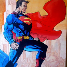 Superman_Homenaje a Jim Lee.. Ilustração tradicional, Comic, Esboçado, Desenho a lápis, e Pintura Acrílica projeto de Walter R. Perez - 11.05.2019