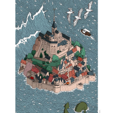 Mont Saint Michel: cuando lo onírico y lo real se encuentran. Un proyecto de Ilustración, Ilustración digital e Ilustración con tinta de Irene Moyà - 18.07.2020