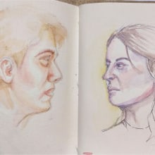 Mi Proyecto del curso: Cuaderno de retratos en acuarela. Un proyecto de Pintura a la acuarela y Dibujo de Retrato de Saira Lagunas - 25.07.2020