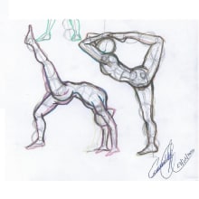 Práctica/poses/flexibilidad. Esboçado, e Desenho projeto de Esmeralda Jacobo - 28.07.2020