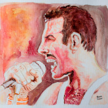 Freddie Mercury. Un proyecto de Pintura a la acuarela de Zaida Olvera - 02.08.2020