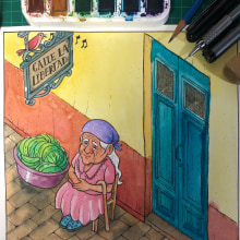 Calle La Libertad. Ilustração tradicional projeto de Luis Barahona - 14.08.2020