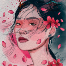 Sakura. Un proyecto de Ilustración tradicional e Ilustración digital de Nayari Briceño Perez - 15.08.2020