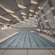 13. Arne Jacobsen’s Lyngby Swimming Pool Building Reconstruction. Un proyecto de 3D, Arquitectura, Modelado 3D y Visualización arquitectónica de Manuel Carballo - 19.08.2020