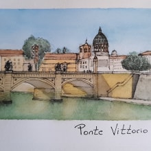Ponte Vittorio Emanuele II. Un proyecto de Pintura a la acuarela de Pablo Lozano - 24.08.2020