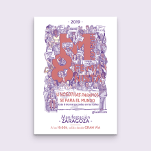 Campaña oficial 8M Aragón 2019. Design gráfico, Design de cartaz e Ilustração digital projeto de Eva Cortés Jiménez - 08.03.2019
