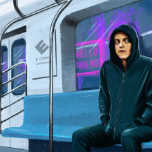 my Mr. Robot pictorial scene.. Digital Illustration, Digital Drawing, and Digital Painting project by Cauã Cobuci - 09.08.2020
