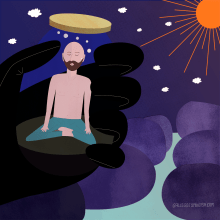 Meditando en tiempos oscuros. Traditional illustration project by Gabriel Manuel Gallego Espinosa - 09.08.2020