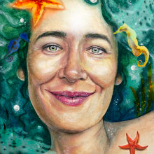 Mi Proyecto del curso: La Demoiselle de la Mer. Acuarela, lápices de colores y montaje en Photoshop.. Un proyecto de Ilustración de retrato de Aislami David - 09.09.2020