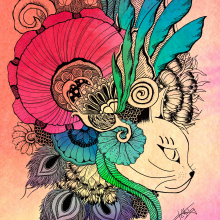 CheersKitty illustration in colour. Un progetto di Illustrazione tradizionale, Pattern design e Illustrazione con inchiostro di Kitty Wong - 20.08.2020