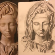 Madonna - Michelangelo Buonnaroti Mosé detail  . Een project van Tekening met potlood van Alessandra Russo - 13.09.2020