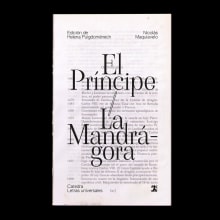 Cubierta para El príncipe/La Mandrágora (proyecto ficticio). Un proyecto de Diseño editorial, Diseño gráfico y Tipografía de Francisco Rico Sánchez - 13.08.2020