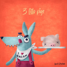 3 Little Pigs and the wolf. Un proyecto de Ilustración tradicional, Ilustración digital, Concept Art, Ilustración infantil y Creatividad con niños de Luis Preciado - 22.09.2020
