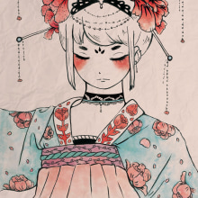 China. Character Design, Drawing, Textile Illustration & Ink Illustration project by Laura Garcia Morris - 09.10.2018