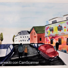 Mi Proyecto del curso: Paisajes urbanos en acuarela. L, scape Architecture, Painting, Street Art, and Watercolor Painting project by Eva Gruss - 09.23.2020