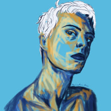 Man & Blue. Traditional illustration, and Portrait Illustration project by Maialen Lleó - 09.25.2020