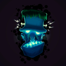 Frankenstein eléctrico. Digital Illustration project by Isaac Murgadella - 09.27.2020