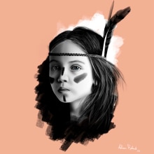 retrato niña. Ilustração tradicional, Ilustração digital, Ilustração de retrato e Ilustração infantil projeto de Adrián Redondo - 05.12.2015