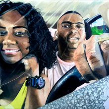 Amor al volante!. Drawing, Portrait Drawing, Realistic Drawing, Color Correction, Figure Drawing, and Color Theor project by Ricardo Wíswell Gómez - 08.18.2020